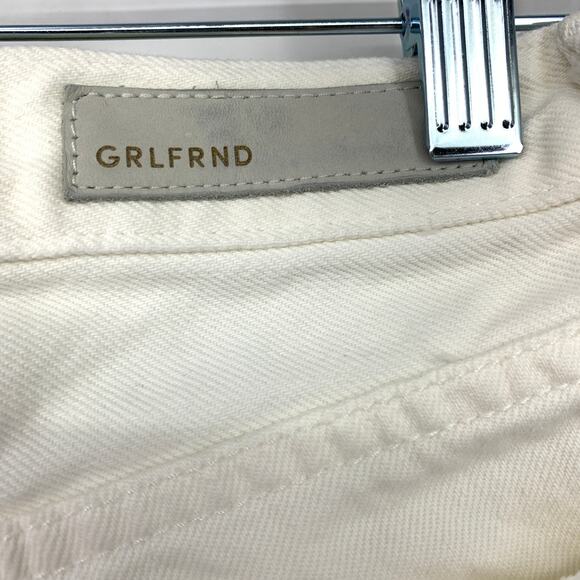 GRLFRND Karolina Jeans Women's Size 25 High Rise Straight Crop White Side Stripe - Picture 4 of 9